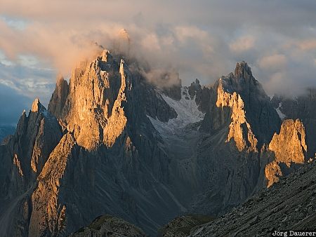 Peaks Italy, Belluno, clouds, Dolomite Alps, morning light, mountain, sky, Italien, Italia