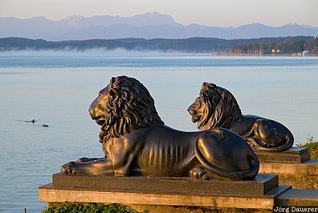 Lions and Alps Germany, Tutzing, alps, Bavaria, Bayern, Starnberger See, Oberbayern, Deutschland