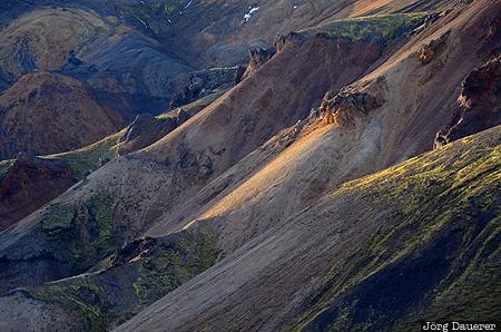 Landmannalaugar Iceland, ISL, Suðurland, brown, highlands, evening light, Fjallabak Nature Reserve, Landmannalaugar, Sudurland